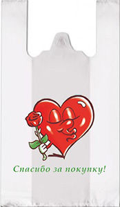 Полиэтиленовый пакет Сердце с розой  27+15х47х10 100/5000 в Саратове - купить оптом от производителя ПК Котово Полимер